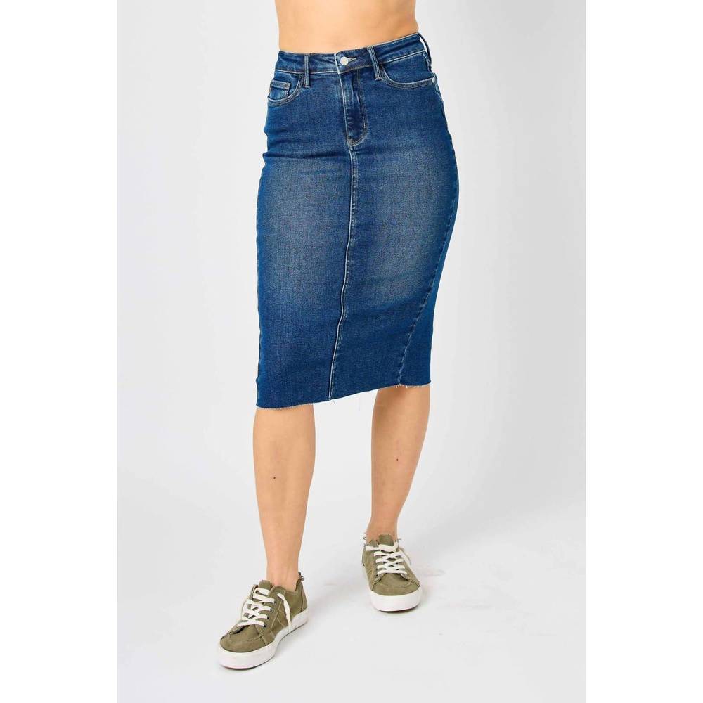 NEW JUDY BLUE downtown stroll skirt in medium wash
